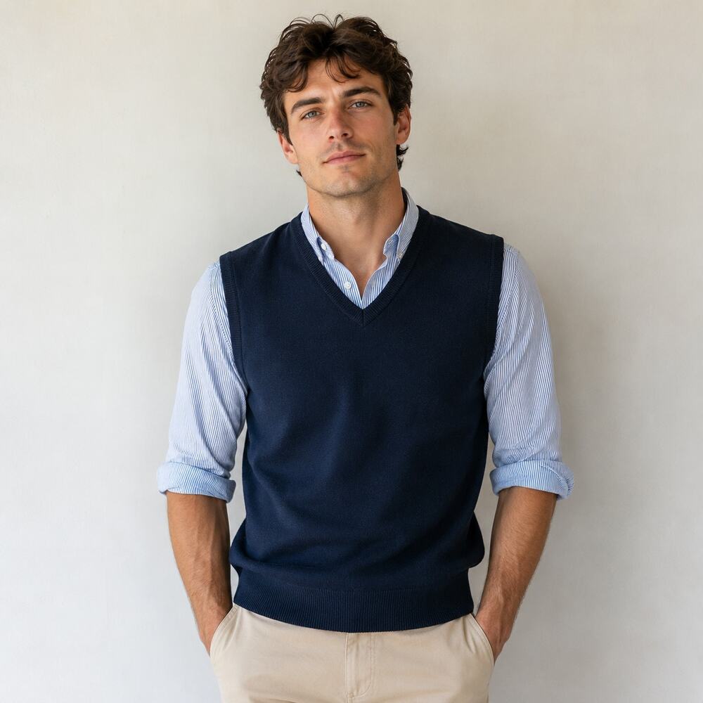 Pendleton blue wool sweater vest large classic preppy office career teacher